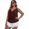 imageFloerns Womens Plus Size Glitter Draped Neck Sleeveless Backless Cami TopRed