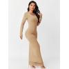 imageFloerns Womens Solid Long Sleeve Scoop Neck Bodycon Pencil Maxi DressApricot