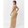 imageFloerns Womens Solid Long Sleeve Scoop Neck Bodycon Pencil Maxi DressApricot