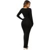 imageFloerns Womens Solid Long Sleeve Scoop Neck Bodycon Pencil Maxi DressBlack