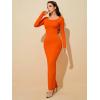 imageFloerns Womens Solid Long Sleeve Scoop Neck Bodycon Pencil Maxi DressBurnt Orange