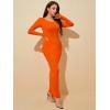 imageFloerns Womens Solid Long Sleeve Scoop Neck Bodycon Pencil Maxi DressBurnt Orange