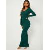imageFloerns Womens Solid Long Sleeve Scoop Neck Bodycon Pencil Maxi DressDark Green
