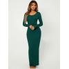 imageFloerns Womens Solid Long Sleeve Scoop Neck Bodycon Pencil Maxi DressDark Green