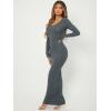 imageFloerns Womens Solid Long Sleeve Scoop Neck Bodycon Pencil Maxi DressDark Grey