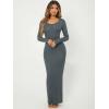 imageFloerns Womens Solid Long Sleeve Scoop Neck Bodycon Pencil Maxi DressDark Grey