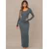 imageFloerns Womens Solid Long Sleeve Scoop Neck Bodycon Pencil Maxi DressDark Grey