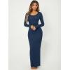 imageFloerns Womens Solid Long Sleeve Scoop Neck Bodycon Pencil Maxi DressDeep Blue
