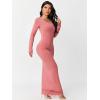 imageFloerns Womens Solid Long Sleeve Scoop Neck Bodycon Pencil Maxi DressDusty Pink