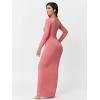 imageFloerns Womens Solid Long Sleeve Scoop Neck Bodycon Pencil Maxi DressDusty Pink