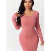 imageFloerns Womens Solid Long Sleeve Scoop Neck Bodycon Pencil Maxi DressDusty Pink