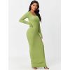 imageFloerns Womens Solid Long Sleeve Scoop Neck Bodycon Pencil Maxi DressLight Green