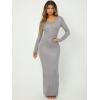 imageFloerns Womens Solid Long Sleeve Scoop Neck Bodycon Pencil Maxi DressLight Grey