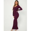 imageFloerns Womens Solid Long Sleeve Scoop Neck Bodycon Pencil Maxi DressMaroon
