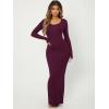 imageFloerns Womens Solid Long Sleeve Scoop Neck Bodycon Pencil Maxi DressMaroon