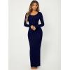 imageFloerns Womens Solid Long Sleeve Scoop Neck Bodycon Pencil Maxi DressNavy Blue