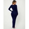 imageFloerns Womens Solid Long Sleeve Scoop Neck Bodycon Pencil Maxi DressNavy Blue