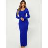imageFloerns Womens Solid Long Sleeve Scoop Neck Bodycon Pencil Maxi DressRoyal Blue