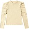 imageFloerns Girls Solid Puff Long Sleeve Round Neck Rib Knit Shirt Tee TopWhite Antique