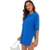 imageFloerns Womens Casual Basic Short Sleeve Loose TShirt Tee TopsBlue Solid