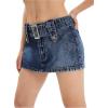 imageFloerns Womens Casual Buckled Belt Drop Waist Straight Denim Mini SkirtDark Blue