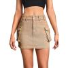 imageFloerns Womens Casual Buckled Belt Drop Waist Straight Denim Mini SkirtKhaki Solid