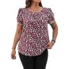 imageFloerns Womens Plus Size Floral Print Short Sleeve Summer Blouse Top ShirtBurgundy Heart