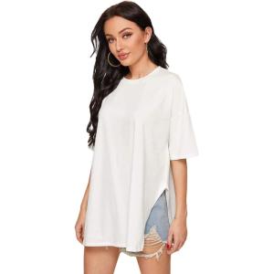 imageFloerns Womens Casual Basic Short Sleeve Loose TShirt Tee TopsA White