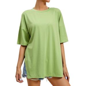 imageFloerns Womens Casual Basic Short Sleeve Loose TShirt Tee TopsMatcha Green