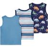 imageFloerns Boys 3 Pcs Sleeveless Crew Neck Pocket Casual Solid Tank TopBlue Dinosaur