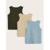 imageFloerns Boys 3 Pcs Sleeveless Crew Neck Pocket Casual Solid Tank TopDusty Blue
