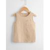 imageFloerns Boys 3 Pcs Sleeveless Crew Neck Pocket Casual Solid Tank TopGreen Beige