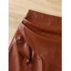 imageFloerns Girls 2 Piece Outfit Ruffle Trim Long Sleeve T Shirt and Short Skirt SetBeige and Brown