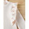 imageFloerns Girls 2 Piece Outfit Ruffle Trim Long Sleeve T Shirt and Short Skirt SetBeige and Brown