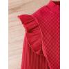 imageFloerns Girls 2 Piece Outfit Ruffle Trim Long Sleeve T Shirt and Short Skirt SetBlack Ink Red