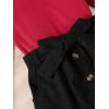 imageFloerns Girls 2 Piece Outfit Ruffle Trim Long Sleeve T Shirt and Short Skirt SetBlack Ink Red