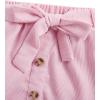 imageFloerns Girls 2 Piece Outfit Ruffle Trim Long Sleeve T Shirt and Short Skirt SetBlack and Light Pink