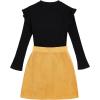 imageFloerns Girls 2 Piece Outfit Ruffle Trim Long Sleeve T Shirt and Short Skirt SetBlack and Yellow