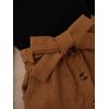 imageFloerns Girls 2 Piece Outfit Ruffle Trim Long Sleeve T Shirt and Short Skirt SetBrown Black