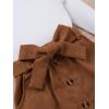 imageFloerns Girls 2 Piece Outfit Ruffle Trim Long Sleeve T Shirt and Short Skirt SetBrown White