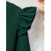 imageFloerns Girls 2 Piece Outfit Ruffle Trim Long Sleeve T Shirt and Short Skirt SetDark Green Black