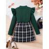 imageFloerns Girls 2 Piece Outfit Ruffle Trim Long Sleeve T Shirt and Short Skirt SetDark Green Black