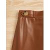 imageFloerns Girls 2 Piece Outfit Ruffle Trim Long Sleeve T Shirt and Short Skirt SetKhaki Brown