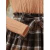 imageFloerns Girls 2 Piece Outfit Ruffle Trim Long Sleeve T Shirt and Short Skirt SetKhaki Brown With Hat