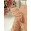 imageFloerns Girls 2 Piece Outfit Ruffle Trim Long Sleeve T Shirt and Short Skirt SetKhaki Brown With Hat