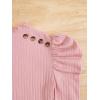 imageFloerns Girls 2 Piece Outfit Ruffle Trim Long Sleeve T Shirt and Short Skirt SetLight Pink Brown