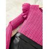 imageFloerns Girls 2 Piece Outfit Ruffle Trim Long Sleeve T Shirt and Short Skirt SetPink and Black