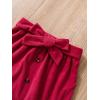 imageFloerns Girls 2 Piece Outfit Ruffle Trim Long Sleeve T Shirt and Short Skirt SetRed Pink Striped