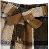 imageFloerns Girls 2 Piece Outfit Ruffle Trim Long Sleeve T Shirt and Short Skirt SetWhite Brown Plaid