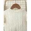 imageFloerns Girls 2 Piece Outfit Ruffle Trim Long Sleeve T Shirt and Short Skirt SetWhite Brown With Hat